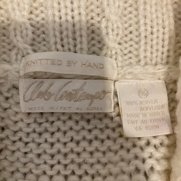 Vintage Cowichan-Style Hand-Knit Cardigan – Women’s M – Grey & Cream - Picture 5 of 9